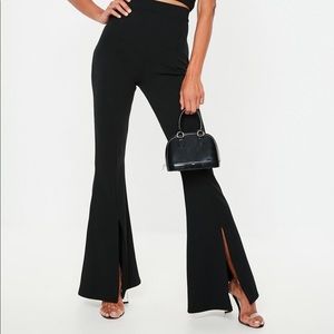 Missguided High-Waist Split Front Flared Pants